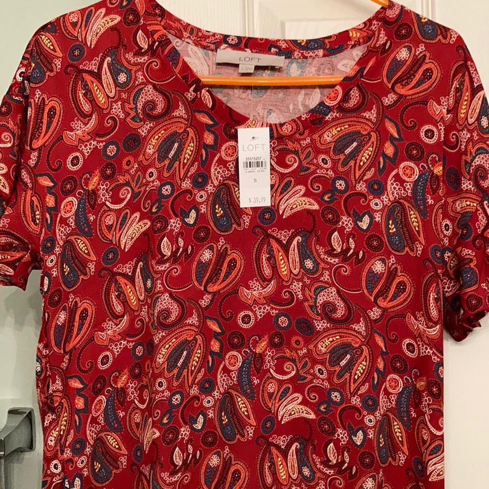 NWT Loft Paisley Red Blouse Small